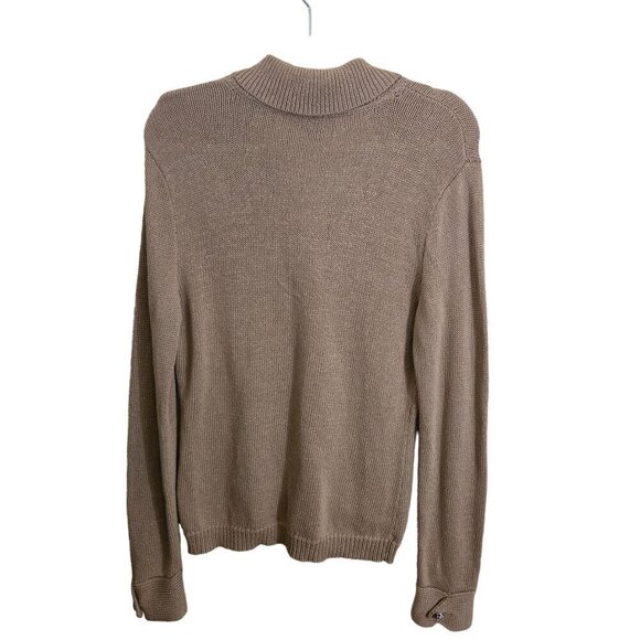 Lauren Ralph Lauren Vintage Tan Cotton Neutral Designer Cardigan Sweater Size L - Picture 2 of 5